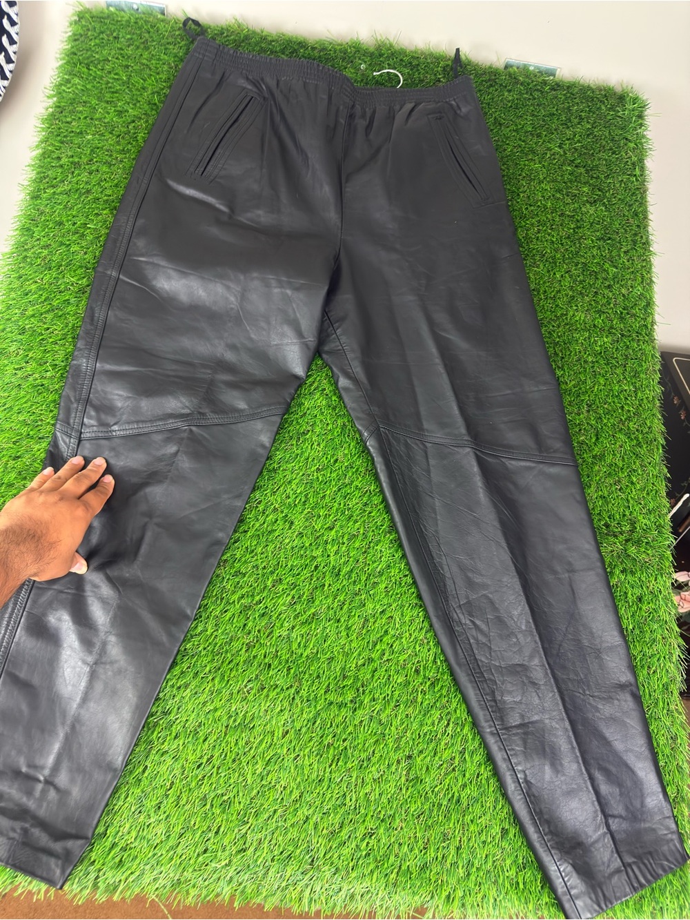 Men's Black Faux Leather Jogger Pants - Sleek Casual Style
